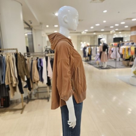 밑단 옆지퍼 셔링 7부 소매 집업점퍼