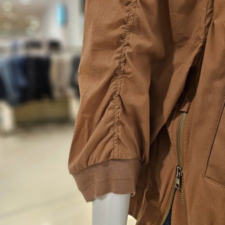 밑단 옆지퍼 셔링 7부 소매 집업점퍼