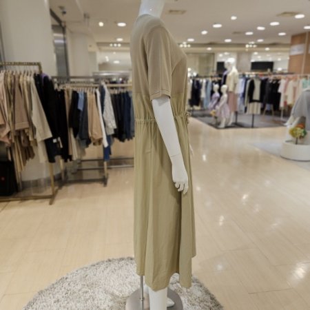 허리조절 스트랩 니트배색 원피스