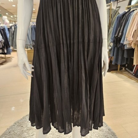 캡소매 라운드넥 플리츠 롱원피스