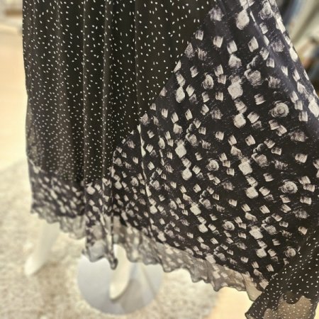 프린트 원단배색 밴딩 스커트