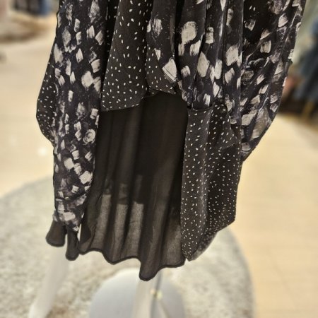 프린트 원단배색 밴딩 스커트