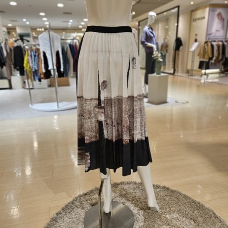 허리밴딩 프린팅 플리츠 스커트