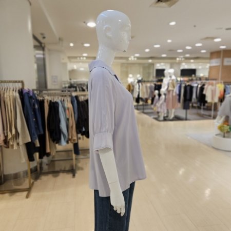 카라 5부소매 블라우스