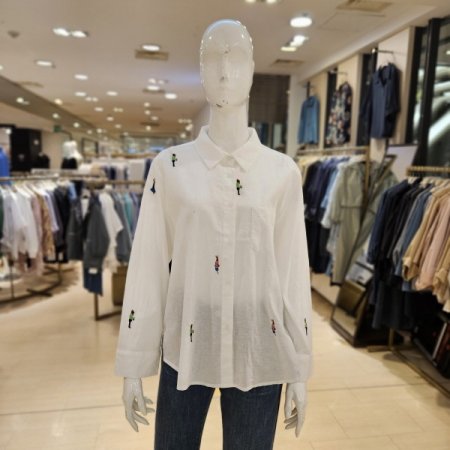 자수 포인트 린넨 셔츠 남방