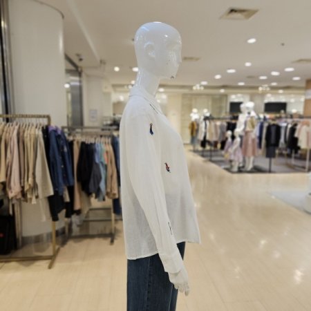 자수 포인트 린넨 셔츠 남방