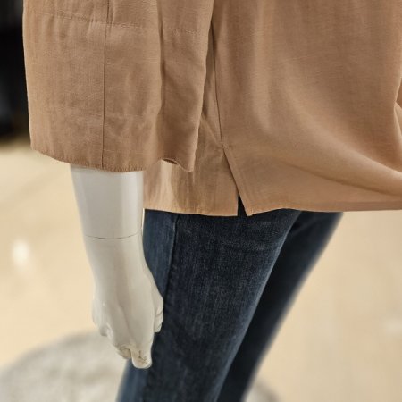 7부 롤업소매 카라 셔츠