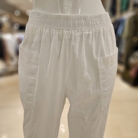 린넨혼방 밴딩 배기팬츠