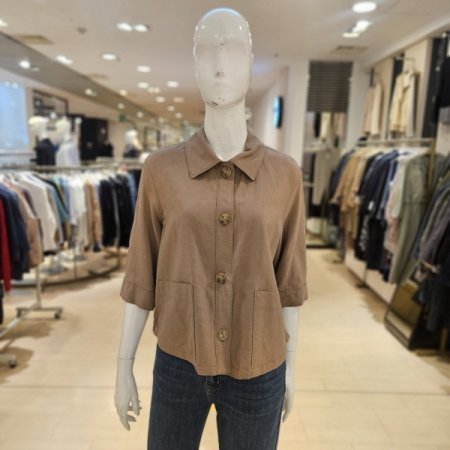 양포켓 밑단스트링 카라 블라우스