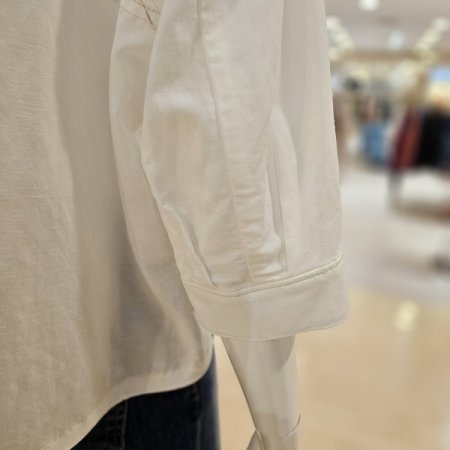 양포켓 밑단스트링 카라 블라우스