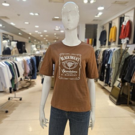 가슴 레터링 순면 반팔 티셔츠