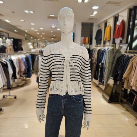 가로 스트라이프 스트랩 가디건