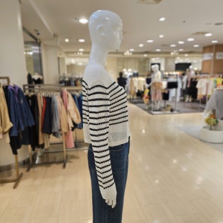 가로 스트라이프 스트랩 가디건