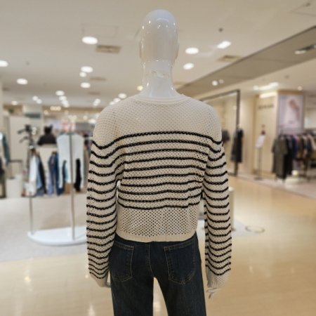 가로 스트라이프 스트랩 가디건