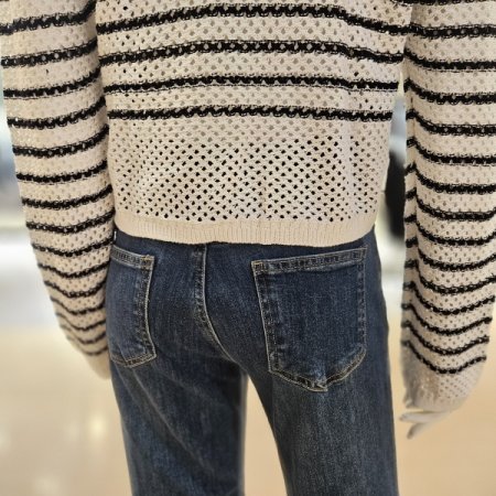 가로 스트라이프 스트랩 가디건