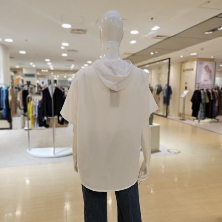 큐빅장식 선인장프린트 반팔 후드티셔츠