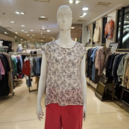 진주장식 린넨 민소매 블라우스