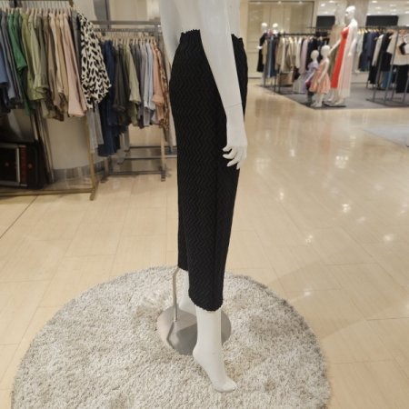 허리밴딩 지그재그 플리츠 와이드팬츠