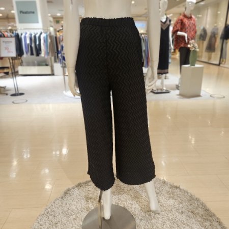 허리밴딩 지그재그 플리츠 와이드팬츠