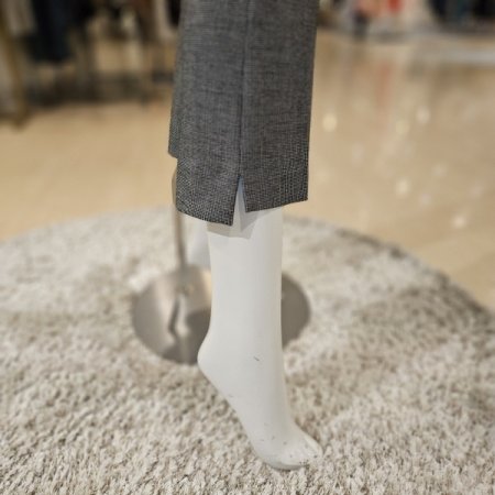 뒷밴딩 블랙체크 세미부츠컷 팬츠