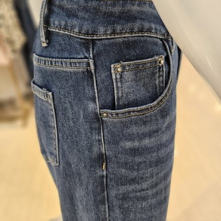 큐빅 밑단 롤업 일자와이드 데님팬츠