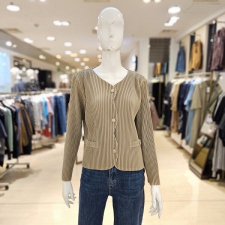물결라인 플리츠 단추 재킷
