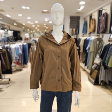 밑단스트링 단추 후드 점퍼