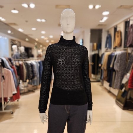 펀칭짜임 스판 터틀넥 긴팔 니트