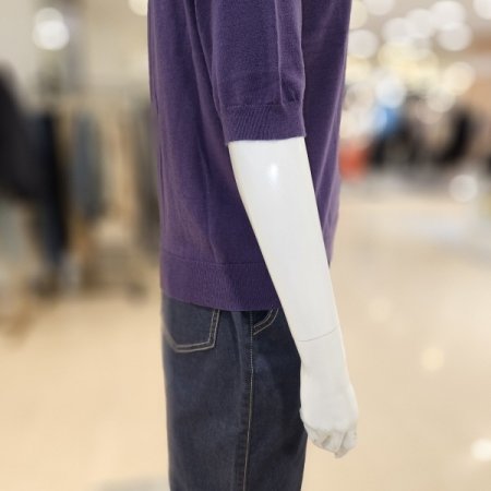 울혼방 체인볼 라인장식 반팔 니트