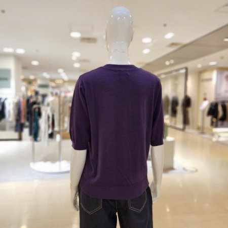 울혼방 체인볼 라인장식 반팔 니트