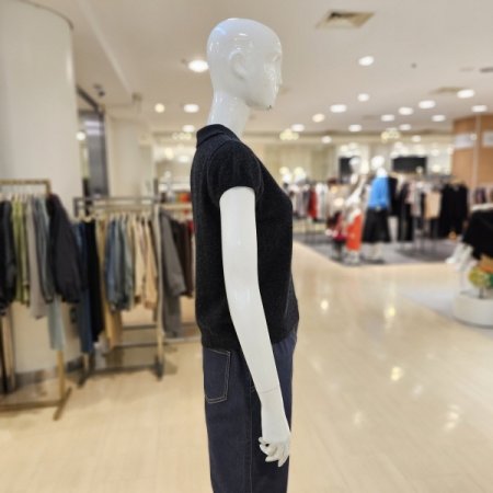 캡소매 울 카라 니트