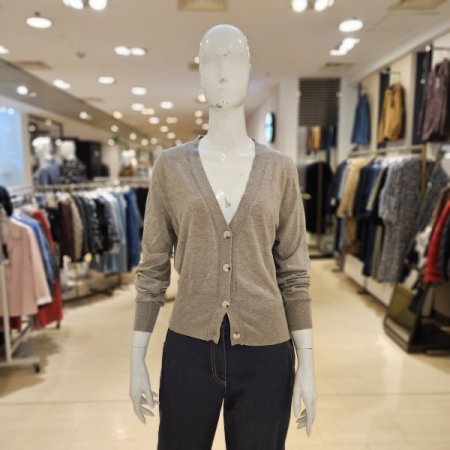 밑단 와이드시보리 브이넥 니트 가디건