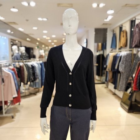 밑단 와이드시보리 브이넥 니트 가디건