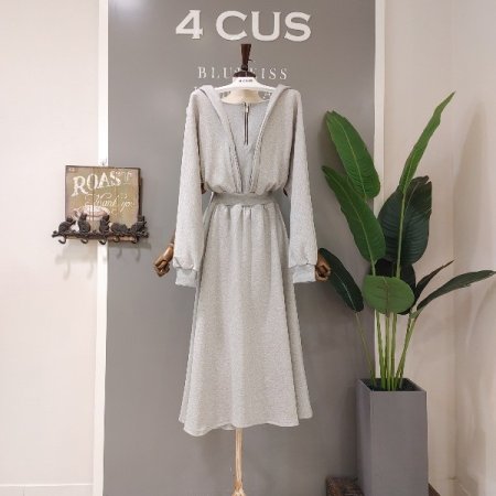 반집업 후드 롱원피스