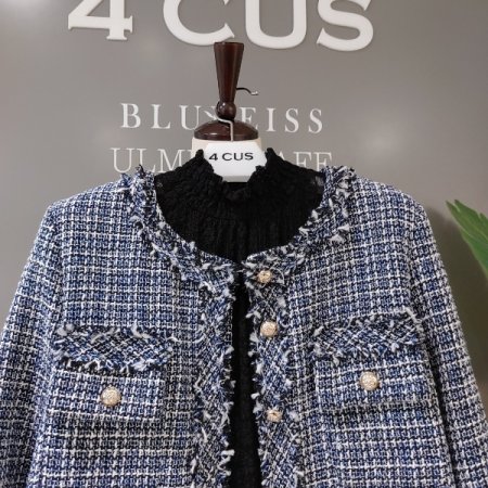 네이비 골드 버튼 트위드 자켓