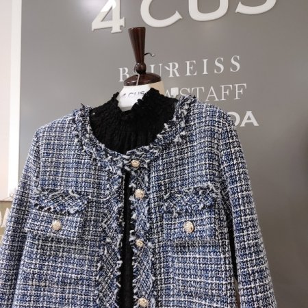 네이비 골드 버튼 트위드 자켓