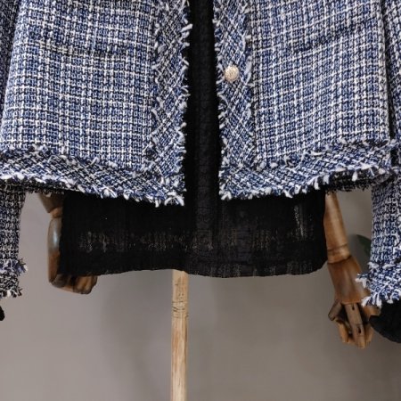 네이비 골드 버튼 트위드 자켓