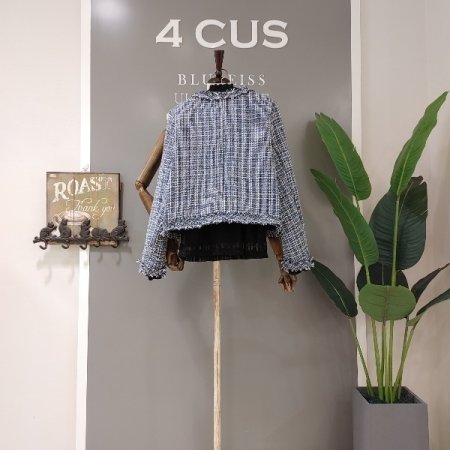 네이비 골드 버튼 트위드 자켓