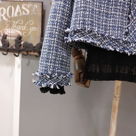 네이비 골드 버튼 트위드 자켓