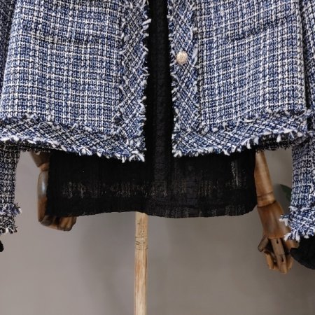 네이비 골드 버튼 트위드 자켓