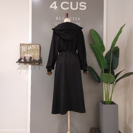 반집업 후드 롱원피스