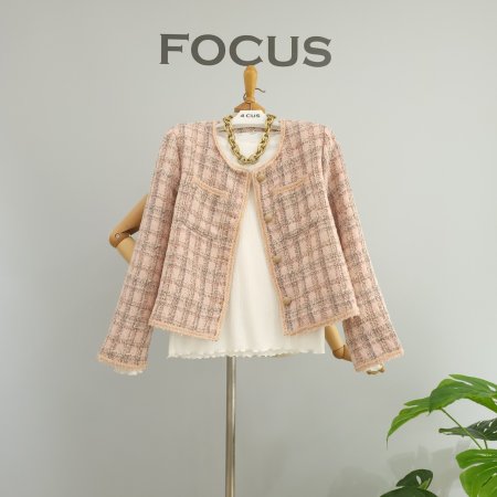 파스텔 라운드 트위드 자켓