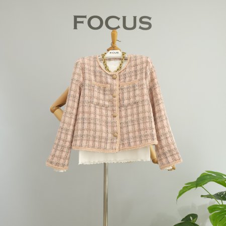 파스텔 라운드 트위드 자켓