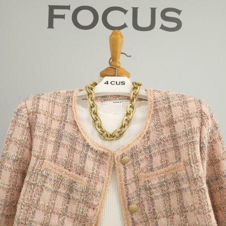 파스텔 라운드 트위드 자켓