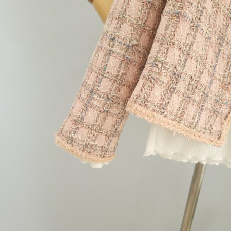 파스텔 라운드 트위드 자켓