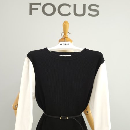 소매 포인트 벨티드 롱원피스