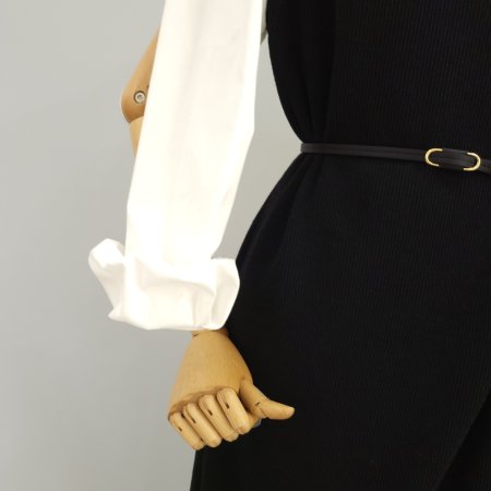 소매 포인트 벨티드 롱원피스