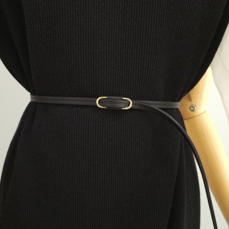 소매 포인트 벨티드 롱원피스