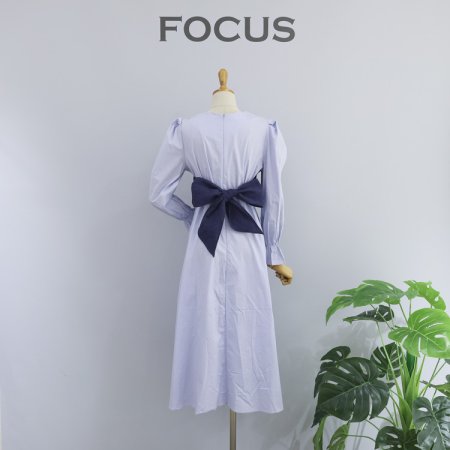 셔링 뒷리본 롱 원피스