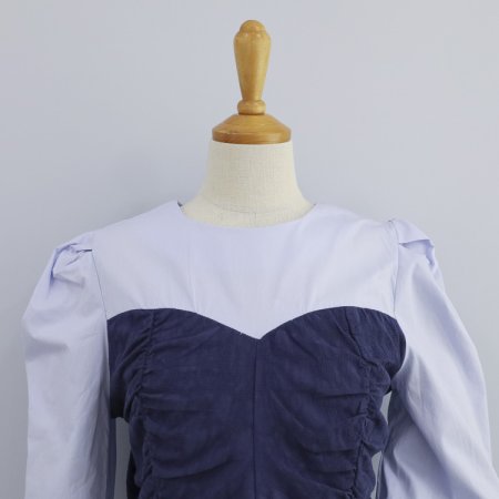 셔링 뒷리본 롱 원피스